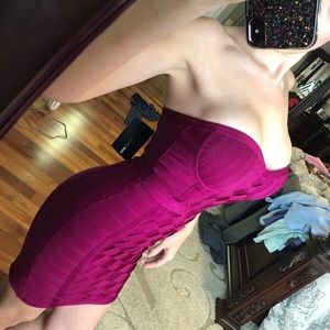 Fashion Nova Strapless Bandage Dress Fuschia NWT S